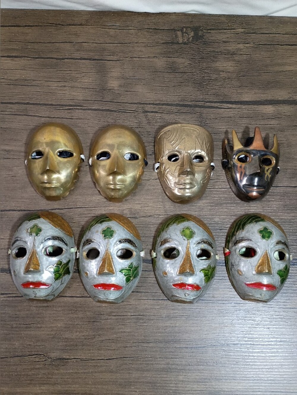 Vintage Solid Brass Decorative Mask Wall Decor Made in India Lot Of 8